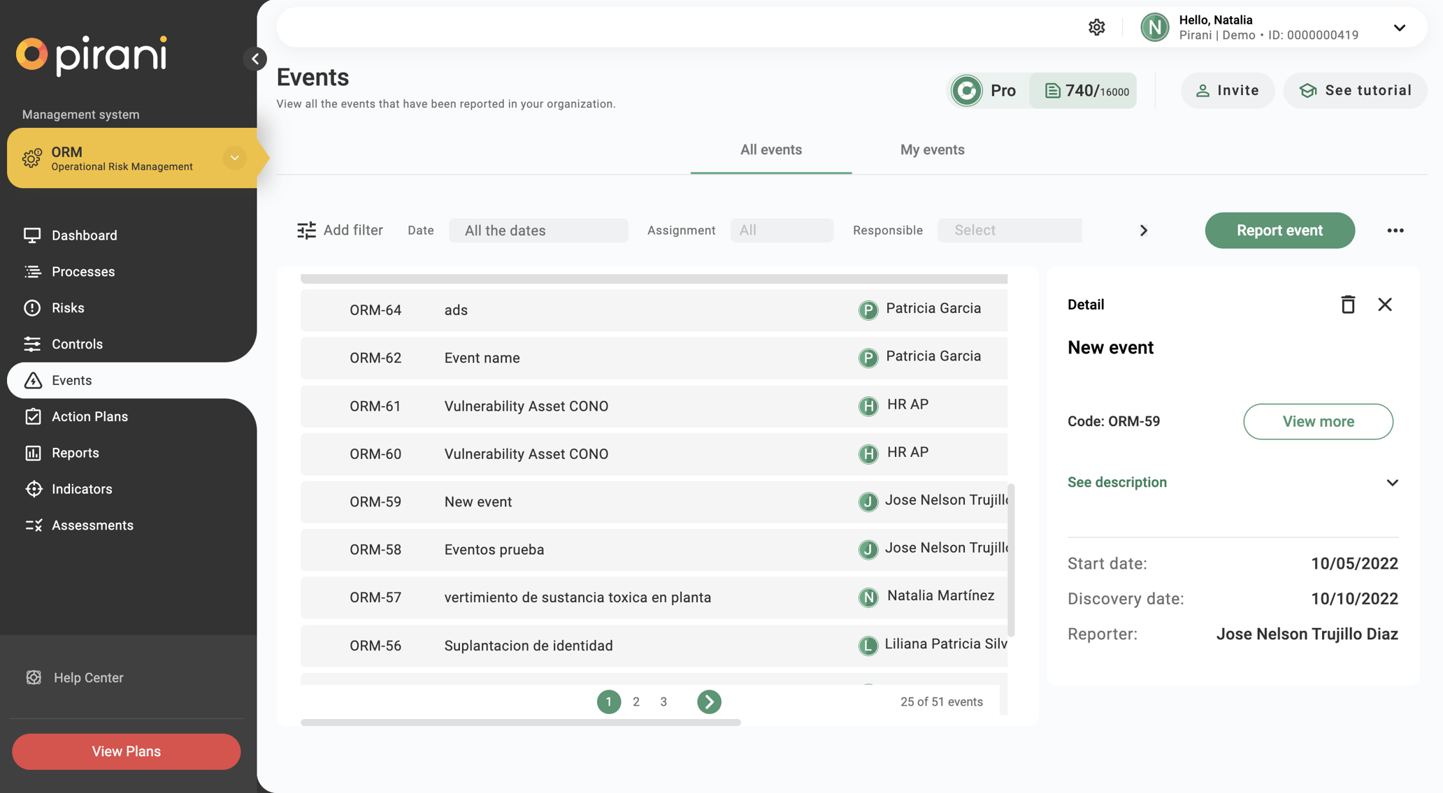 How does the events module work?