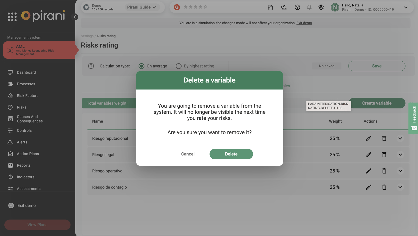 How does the risk rating section work? (AML)