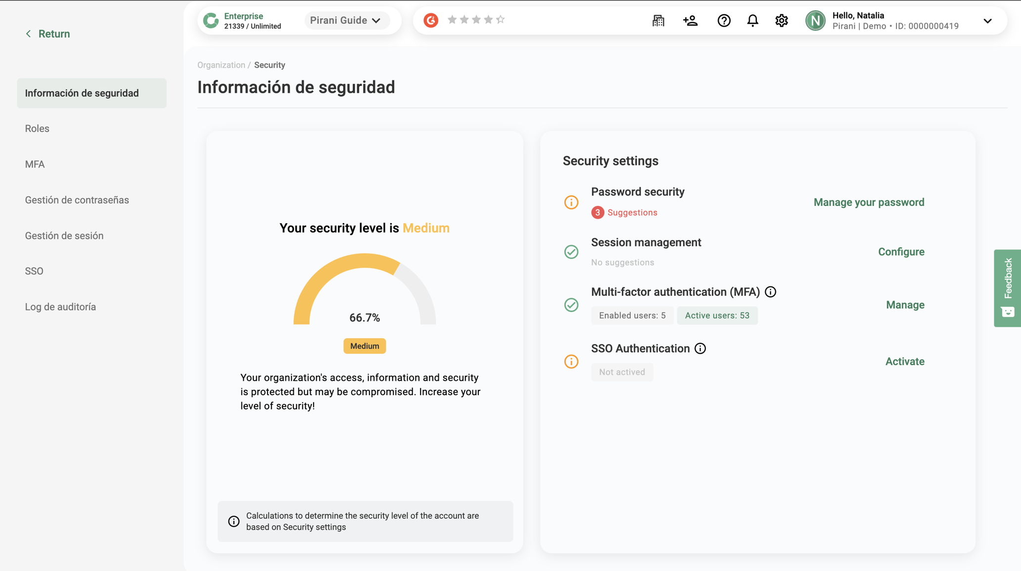 How does the Security Information section work?