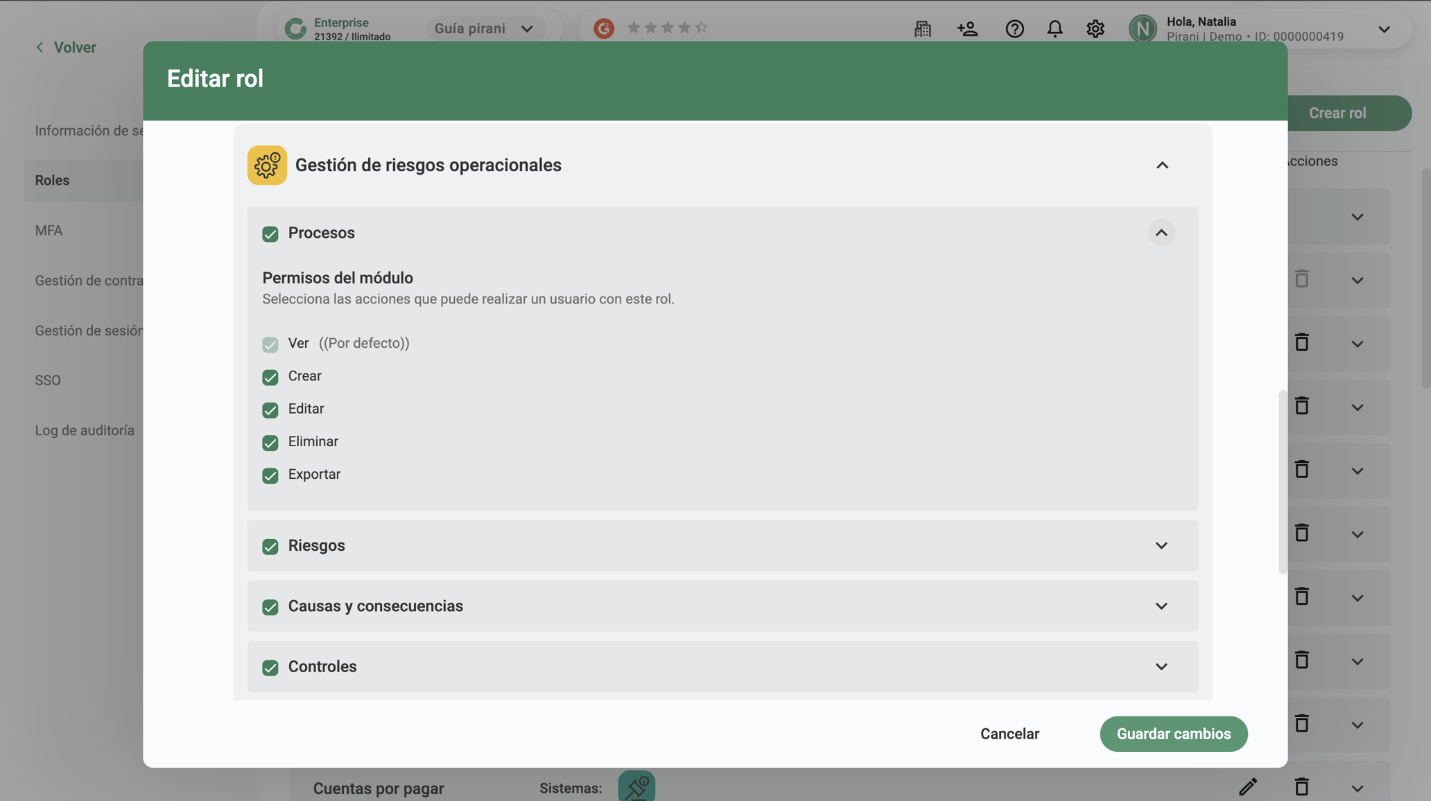 ¿Cómo funciona la sección de roles?